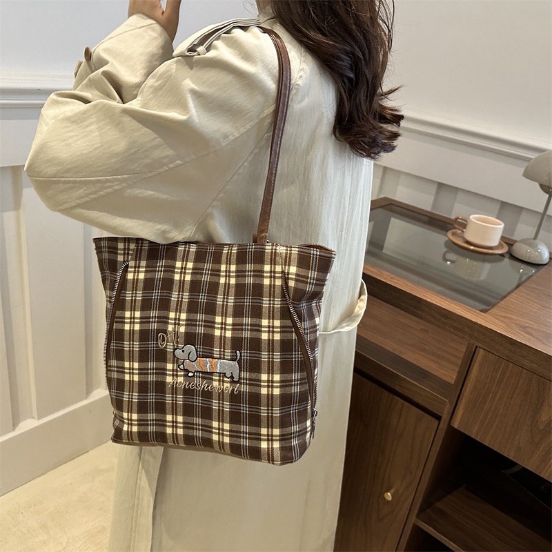 Bolsas de gran capacidad de superfuego para mujeres 2024 nuevo lindo perro salchicha cuadrado otoño invierno bolsas de tote
