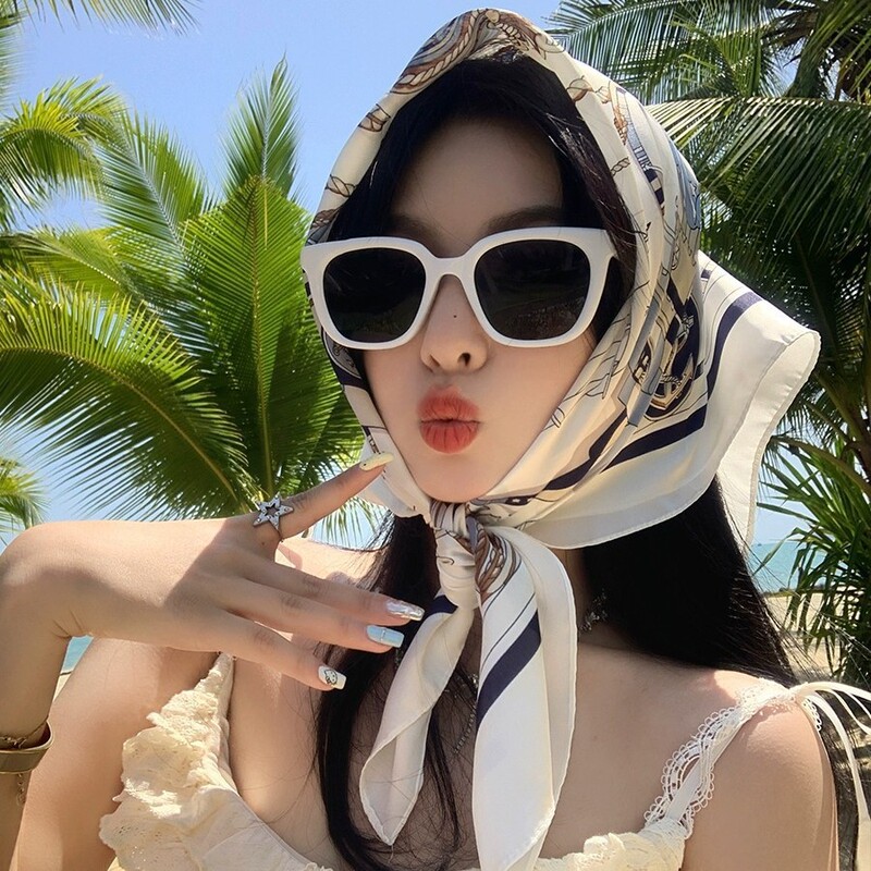 Thin Square Scarf, Imitation Silk Scarf for Women, Versatile Professional Accessory for Spring and Summer, Elegant Silk Scarf, Headband Thin Square Scarf, Imitation Silk Scarf for Women, Versatile Professional Accessory for Spring and Summer, Elegant Silk Scarf, Headband