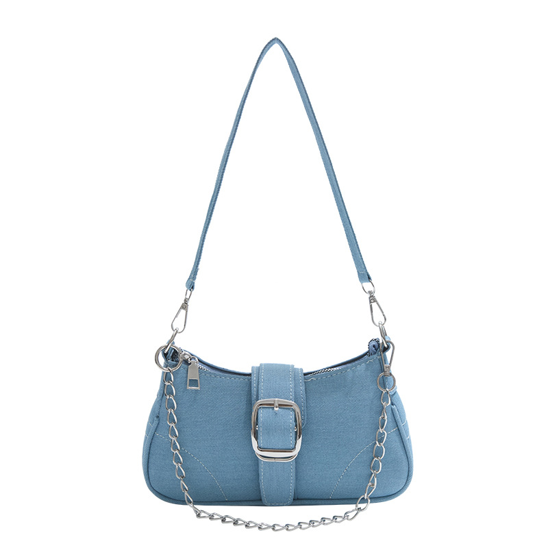 Borsa a spalla in denim premium da donna, borsa a tracolla moda_voghion.com