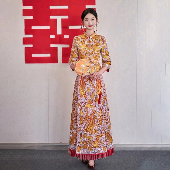 Xiuhe dress bride 2023 new wedding Chinese wedding dress toast dress skirt gown Big Five Fu gown rear gown Emperor Dragon and Phoenix gown