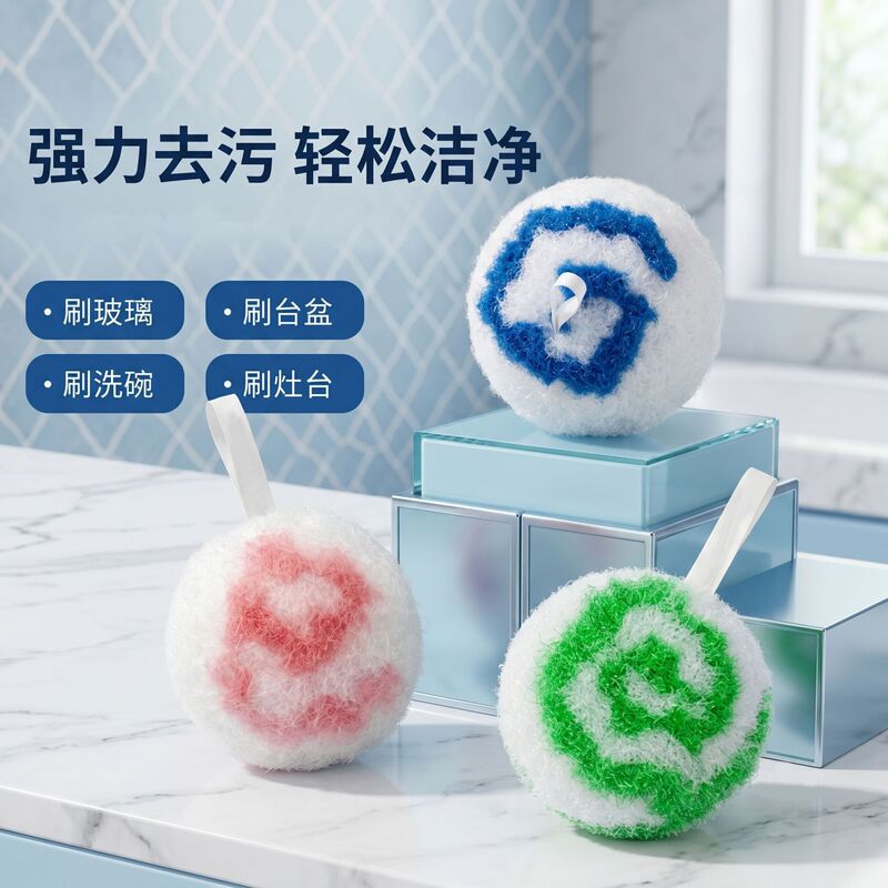 Cleaning Ball, Japanese-Style Countertop and Bathroom Cleaning Ball, Kitchen Household Cleaning Ball, Does Not Shed Fibers, Does Not Damage Pots, Magic Cleaning Ball