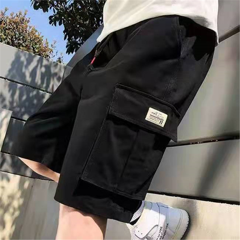 Korean Style Solid Color Tooling Shorts Men's Outer Wear Summer Beach American Sports Handsome Loose Trendy Casual Pants