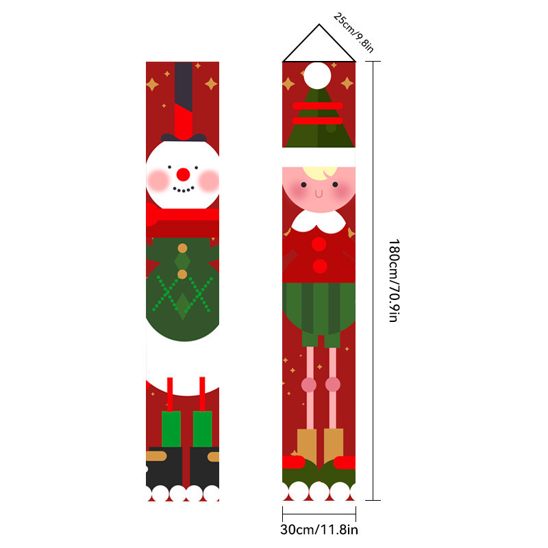 Amazonクロスボーダー新しいクリスマスカプレットドアカーテンお祭り雰囲気アレンジメントクリスマスフラッグ背景布バナー|undefined