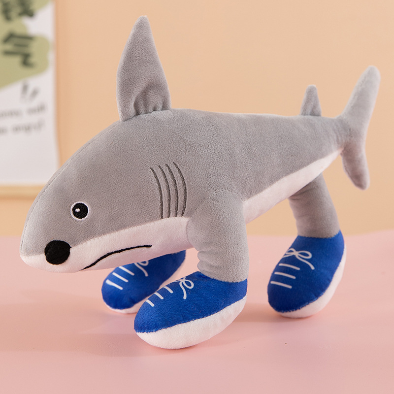 Cross-Border Shanhaijing Series 8inch Plush Shark Toy Pendant Stick Figure Cartoon Snap Ring Keychain