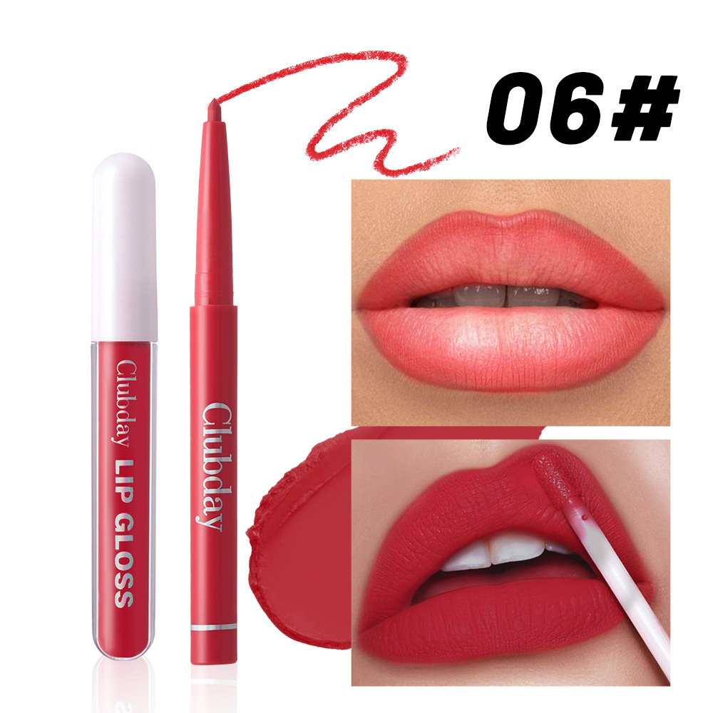 Clubday Long-lasting Velvet Matte Lip Gloss and frosted Outlining Lip Pen 6+6 Set, easy-to-Apply lipstick pen undefined