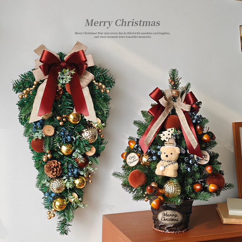 Nuevas decoraciones de Navidad transfronterizas mini escritorio pequeño árbol de Navidad PE guirnaldas colgantes colgantes paquetes