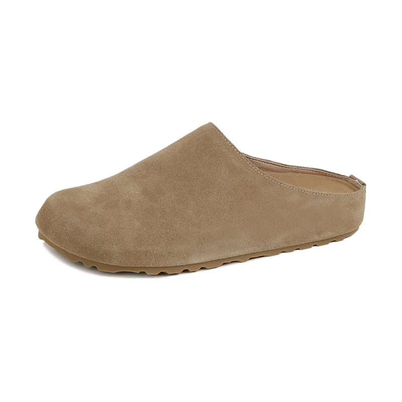 Dép lê nữ bít mũi đế dày mũi rộng phong cách Birkenstock, gót 3 cm — Màu caramel, Màu kaki, Màu mơ