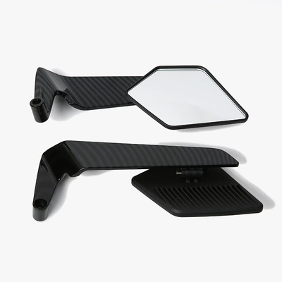 Cross-Border New Motorcycle Rearview Motorcycle rearview mirror - carbon-fiber-black-mirror-housing-white-mirror