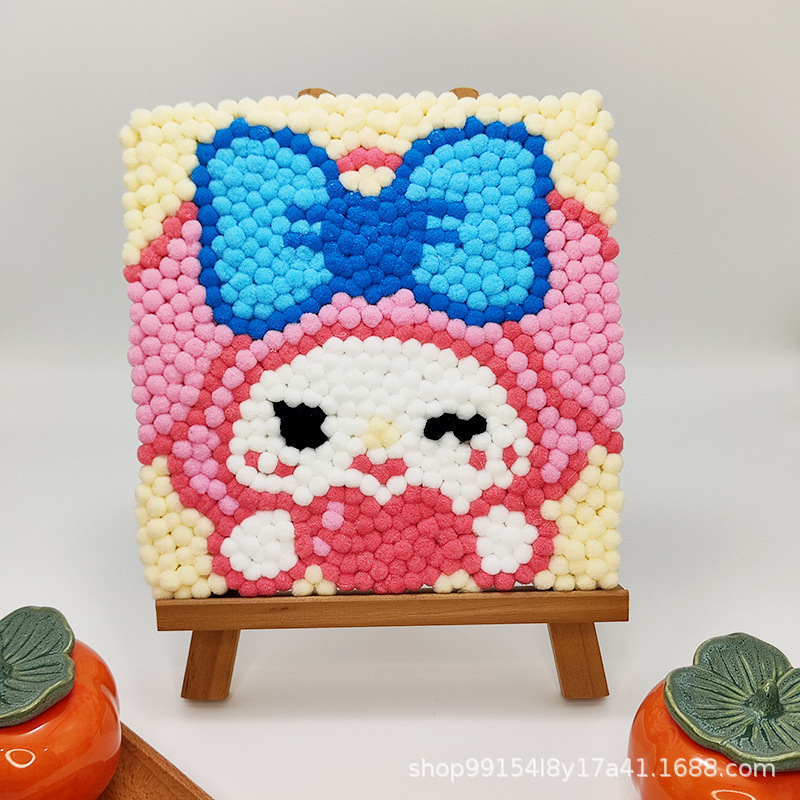 DIY ヘアボール絵画手作り材料パッケージクリエイティブ子供の漫画アニメーション装飾絵画ステッカー絵画屋台卸売|undefined