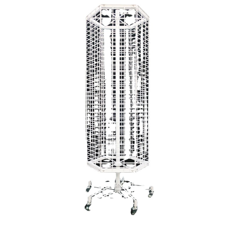 厂家供应白色6面旋转架，精品动漫贴纸货架，耳机吊饰多面展示架