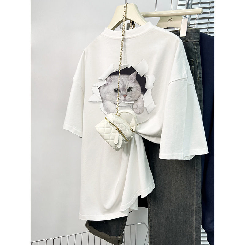 New Style Short-Sleeved T-Shirt with Strips, Spring and Summer Trendy Loose 2025200