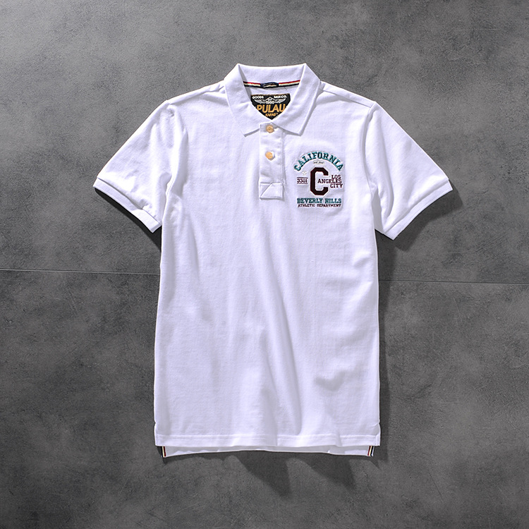Spring and summer new American simple original letter embroidery men's collar short-sleeved POLO shirt half-sleeve PK505 5