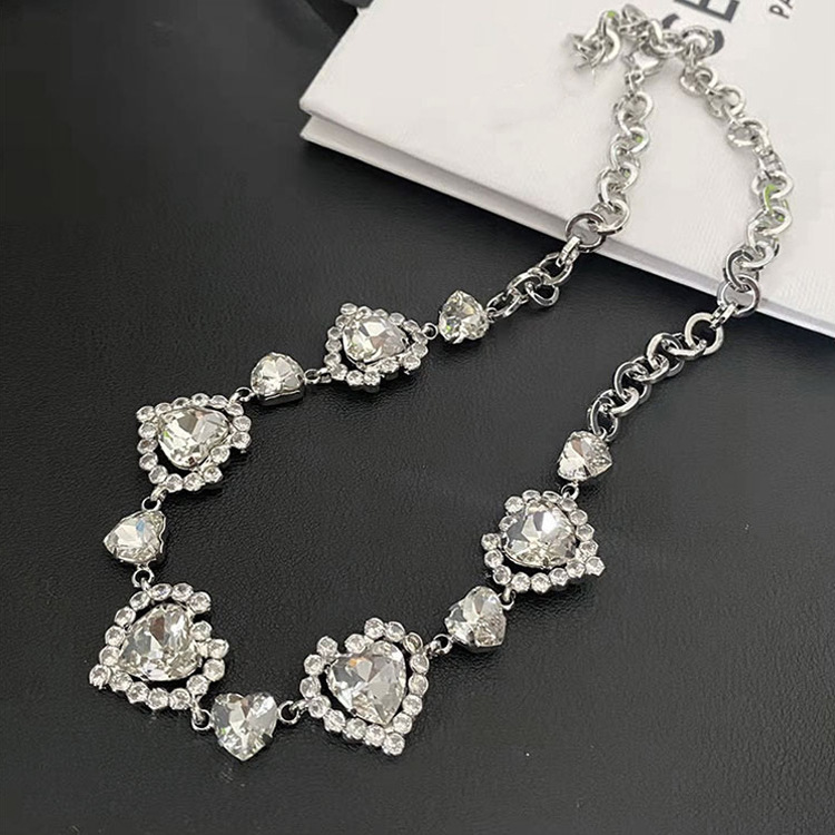 Fashion Heart Shape Alloy Plating Rhinestones Womenu0027S Necklace 1 Piece
