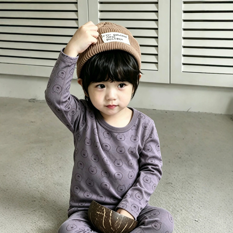 2026 Autumn Children's Autumn Clothing Set, Boys' and Girls' Pure Cotton Underwear Set, Lycra Cotton Loungewear and Pajamas