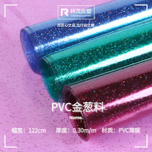 現貨 0.3mm小點金蔥pvc薄膜 低毒環保透明塑料膜箱包手袋文具面料