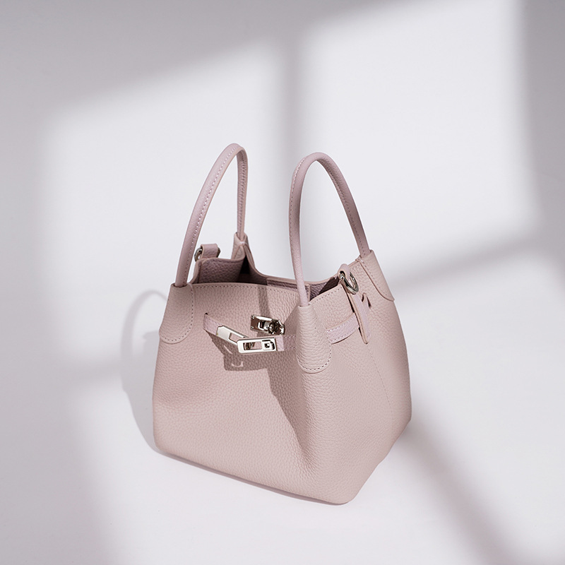 跨境高级感菜篮子包新款真皮斜挎水桶包女纯色轻奢时尚女士手提包 - Thumbnail 2