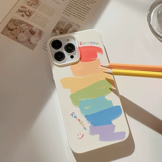 ins彩色画笔手机壳18promax创意17pro白色亮面15适用16promax软壳