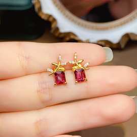 跨境专供天然镁铝石榴石S925戒指4*6mm珠宝首饰戒指女生配饰工厂