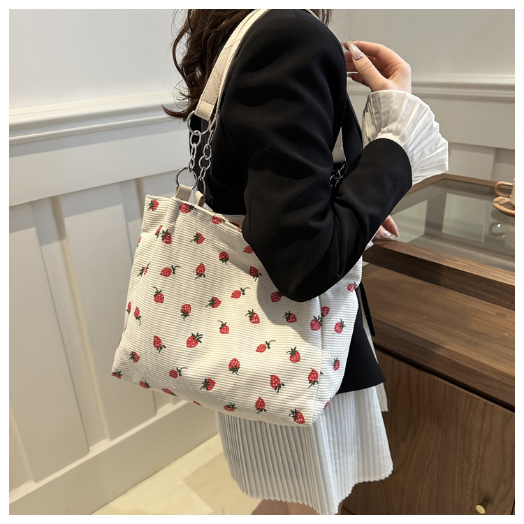 Umhängetasche mit großem Fassungsvermögen für Reisen, Cord-Handtasche, vielseitige Schultertasche, Damen-Einkaufstasche, Pendler-Notebook-Schultasche, neu – Detail 9