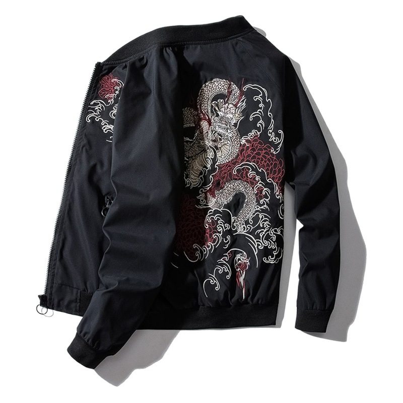 Nueva marca de moda primavera y otoño chaqueta los hombres bordado regular manga larga Juventud Popular collar del soporte