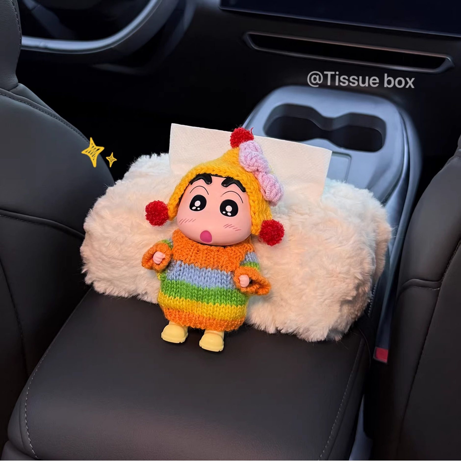 Crayon Shin-Chan 2026 New Model Car Tissue Box, Car Armrest Box Tissue Holder, Seat-Mounted Car Tissue Bag for Women