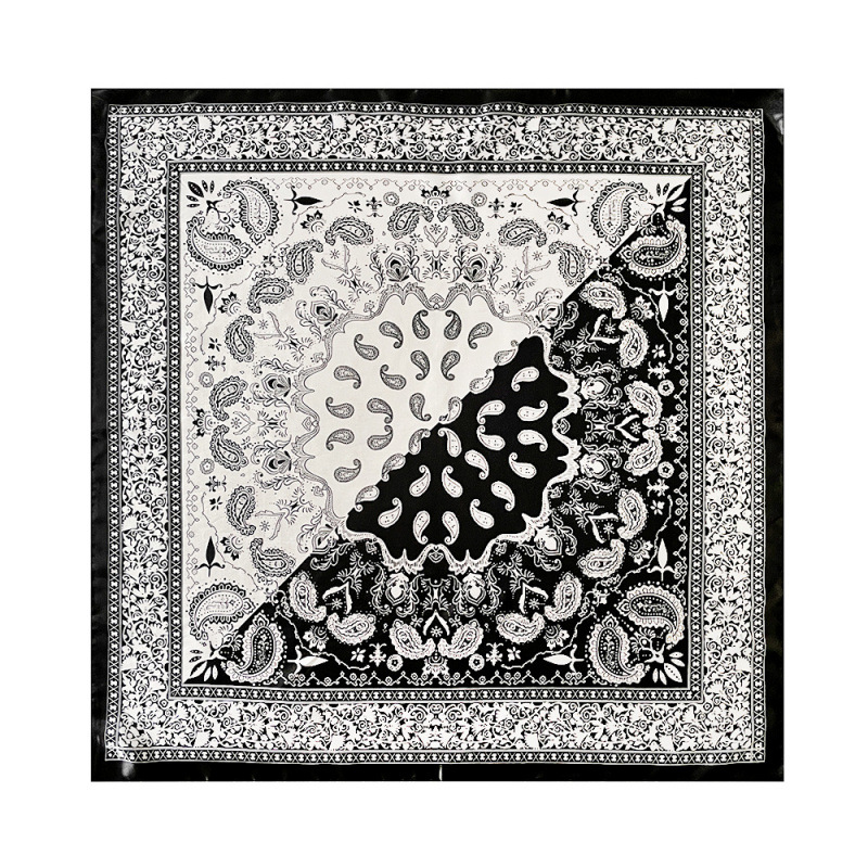 Women's Classic Color Block Cashew Print Silk Scarf 90 Cm Large Square Shawl Bag Headband_voghion.com