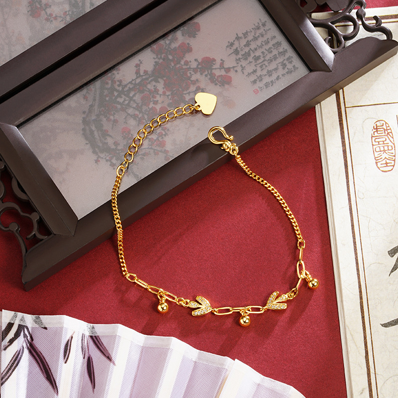 Gufa Vietnam arena de oro perlas de fresa pulsera de hoja de moda ligera de lujo diseño de diamantes pequeños fabricantes exquisitos al por mayor