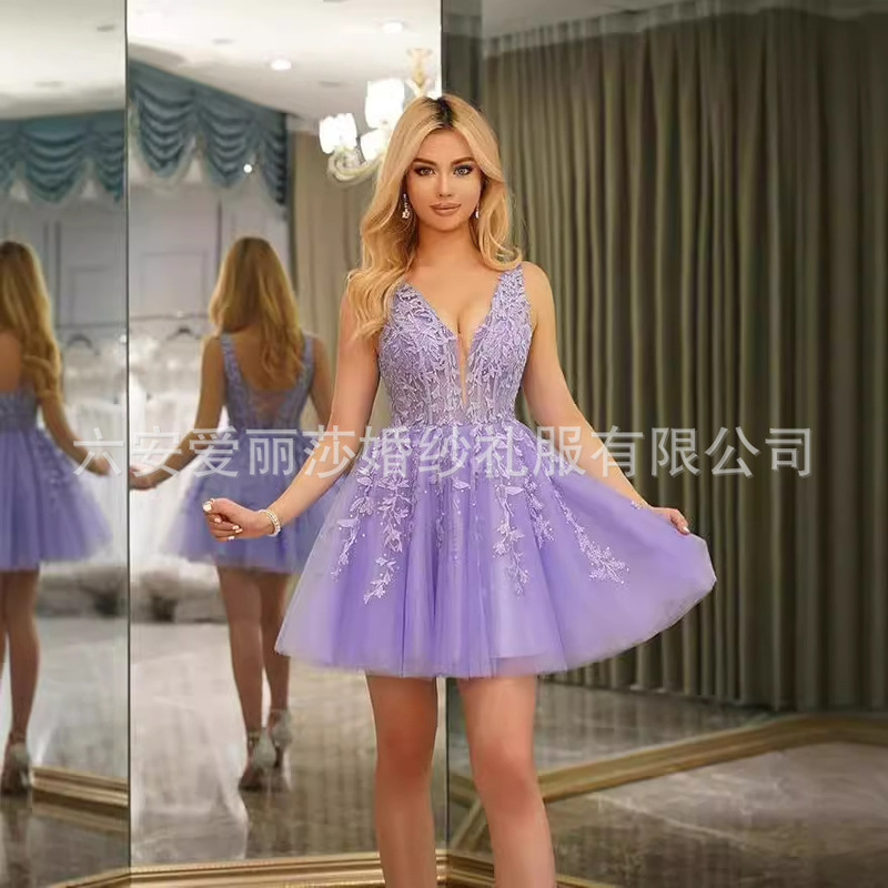 European and American Export Dresses 2026 New Short Homecoming Graduation Dresses High School Students Lace Tulle Prom Dresses European and American Export Dresses 2026 New Short Homecoming Graduation Dresses High School Students Lace Tulle Prom Dresses