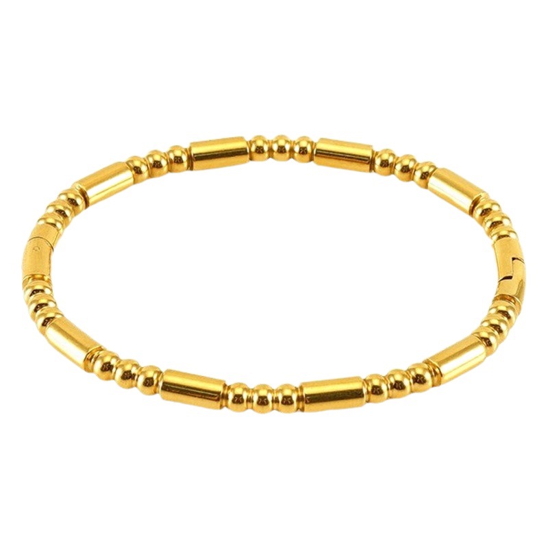 Transfronterizo europeo y americano popular de bambú redondo grano pulsera de acero inoxidable 18K oro cerrado pulsera de acero inoxidable pulsera de todos los partidos