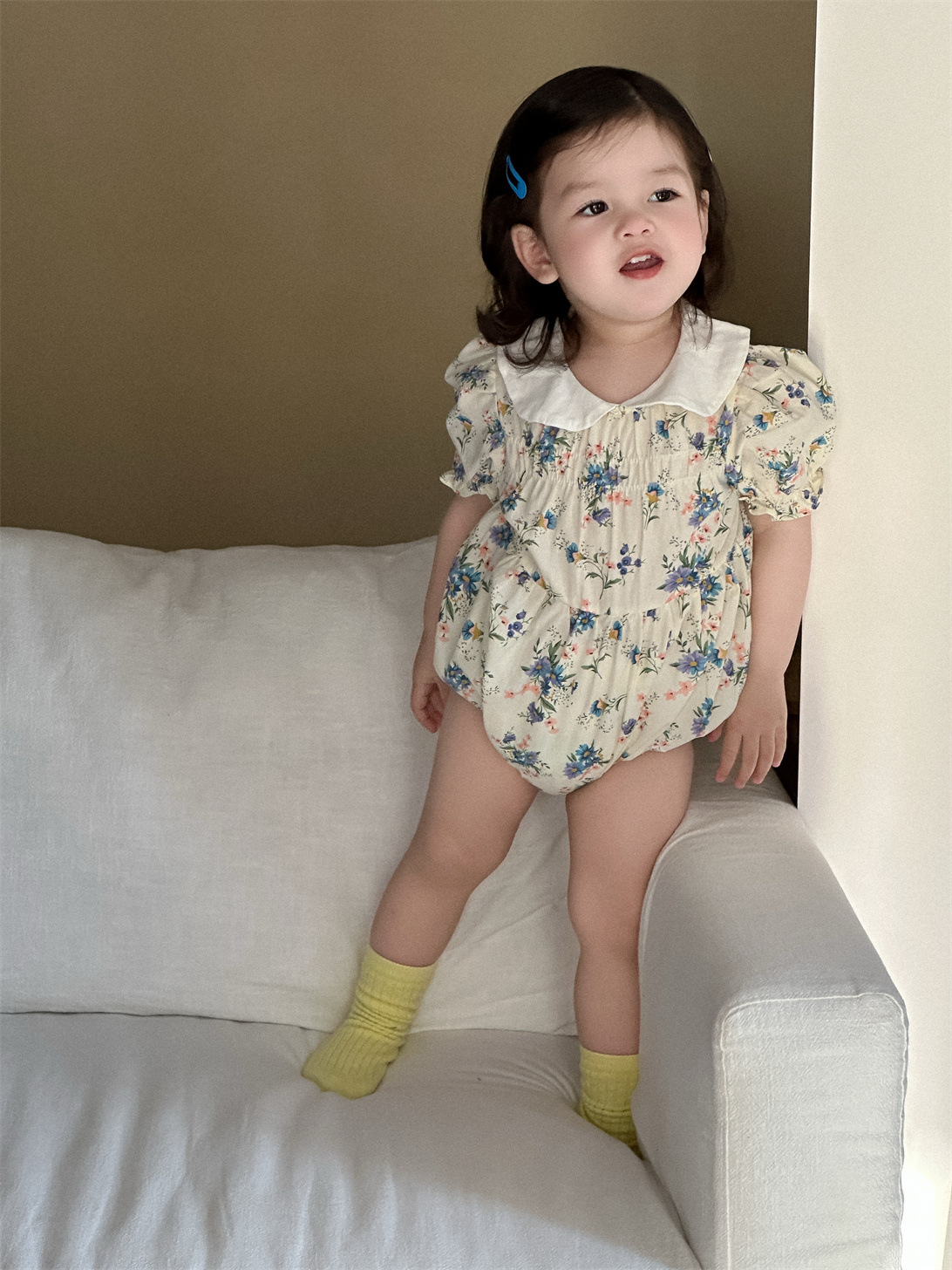 Vestido floral para bebé Ropa de bebé Estilo fino de verano Ropa para niños coreanos Ropa para niñas Ropa de una pieza de verano 2025 image 5