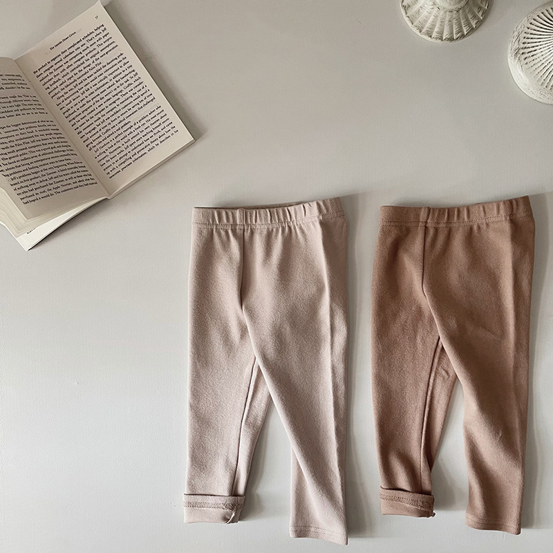 INS estilo coreano bebé polainas nuevo algodón Mediados de cintura pantalones de los niños de color sólido casual ropa de abrigo Delgado Leggings