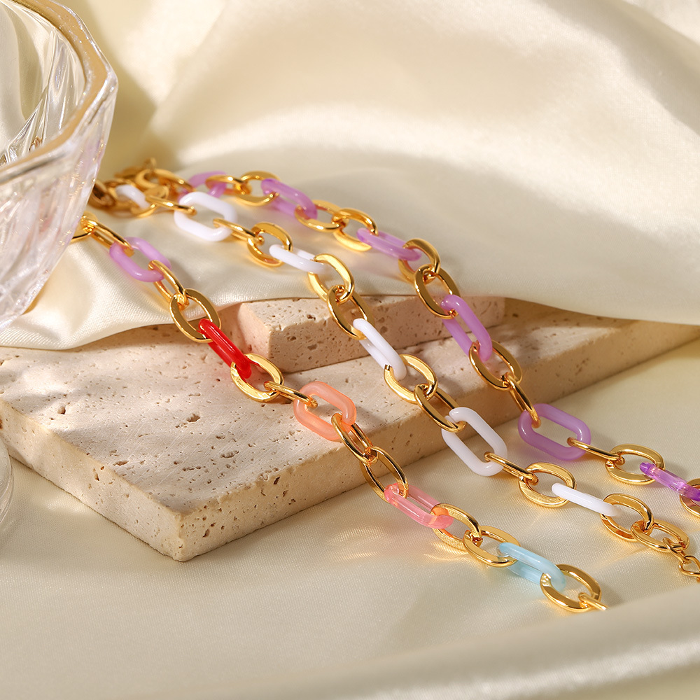 Fashion Geometric Stainless Steel Bracelets Plating Resin Stainless Steel Bracelets