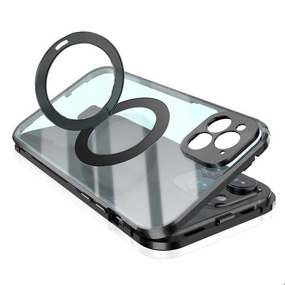 IPhone16携帯電話ケース万磁王15promax金属磁気吸引MagSafe折り畳みスタンドカバー|undefined