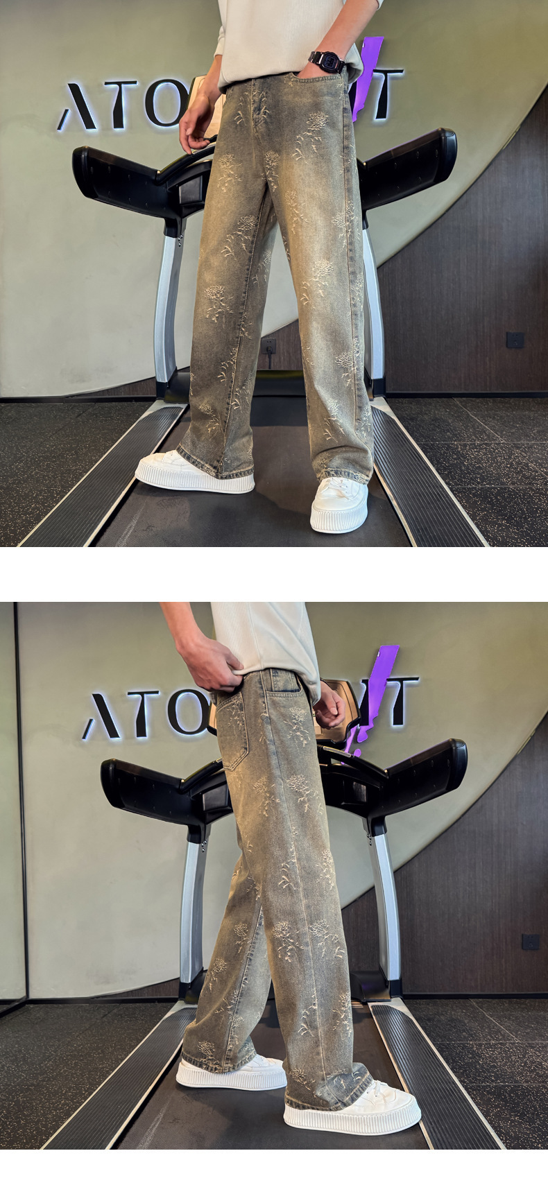 Men's Straight Leg Jeans Loose Fit Casual Pants Trendy Slimming Mid Waist Standard Thickness Slight Stretch Machine Washable_mkmklike.com