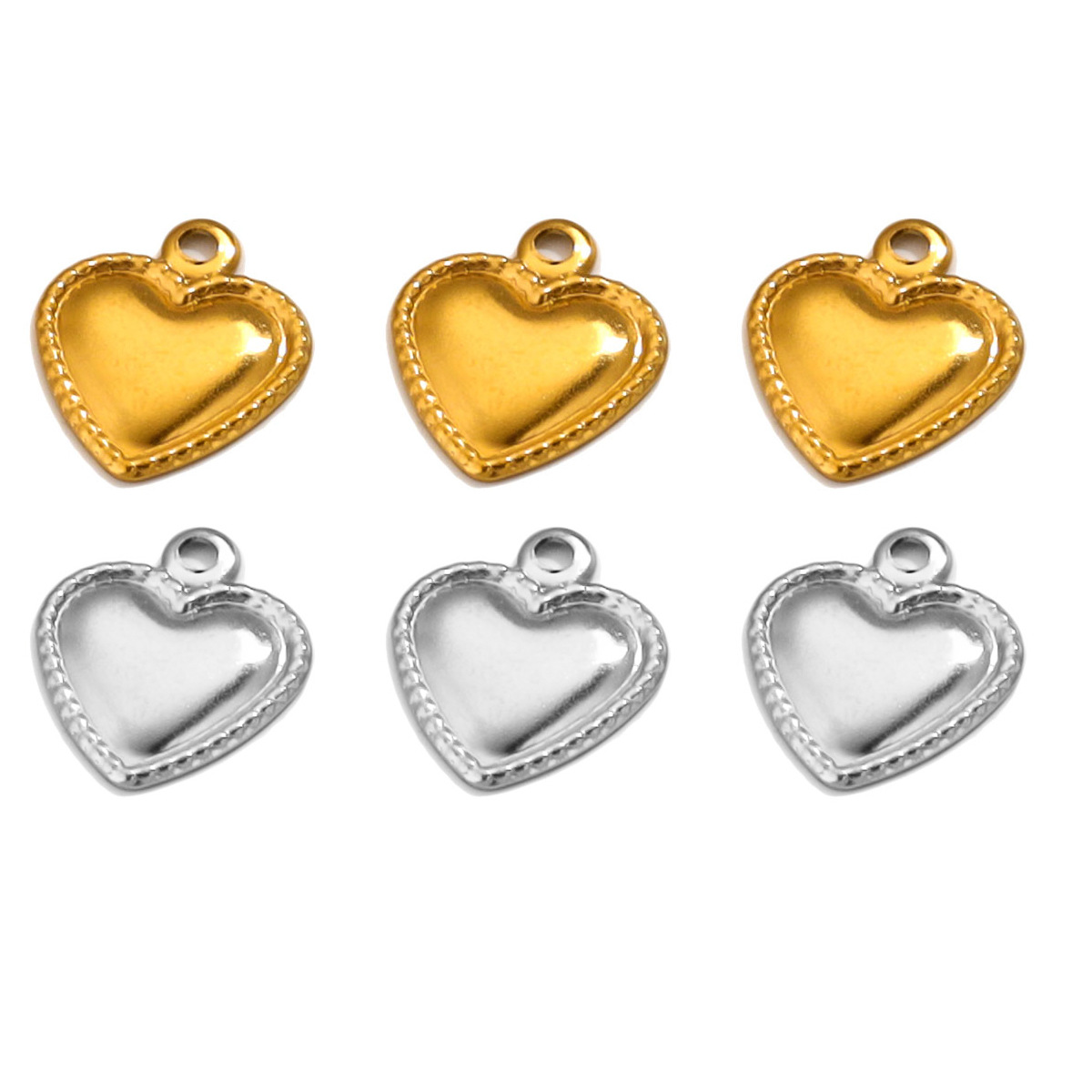 50 Pcs/package Simple Style Heart Shape Stainless Steel Plating Pendant Jewelry Accessories display picture 4