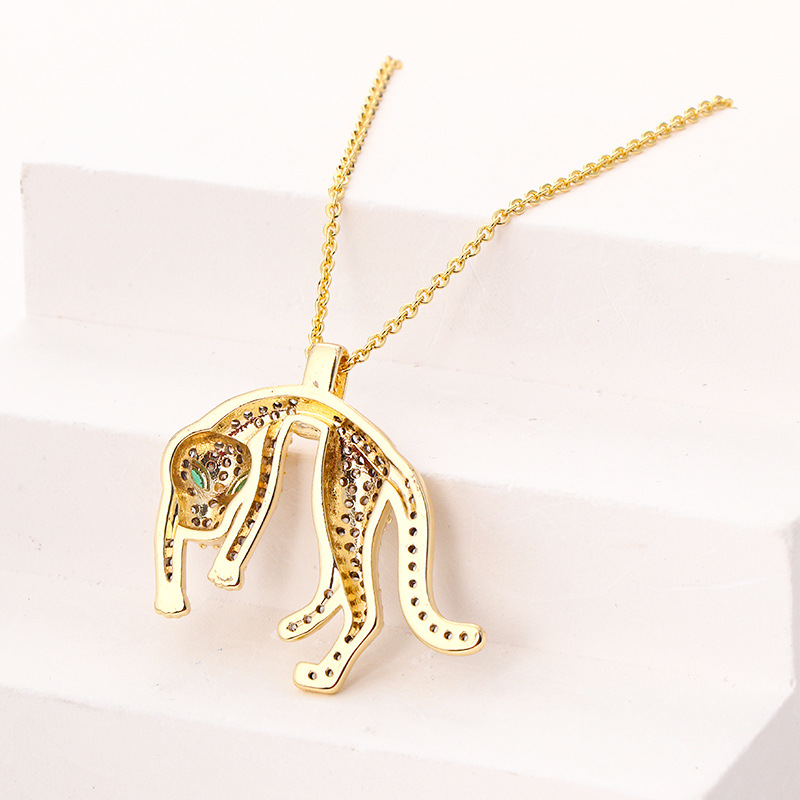 Nytt personligt hiphop-halsband med leopardhänge och diamanter i zirkon, kopparpläterat äkta guld, gränsöverskridande hiphop-stil, mångsidigt_voghion.com