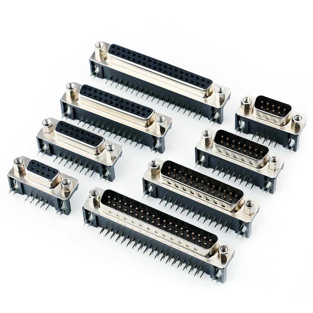 Production DR9 male head 15 female head 25 soldered board 37P plug board type 90-degree RS232 DB9 bent pin copper pin VGA serial port