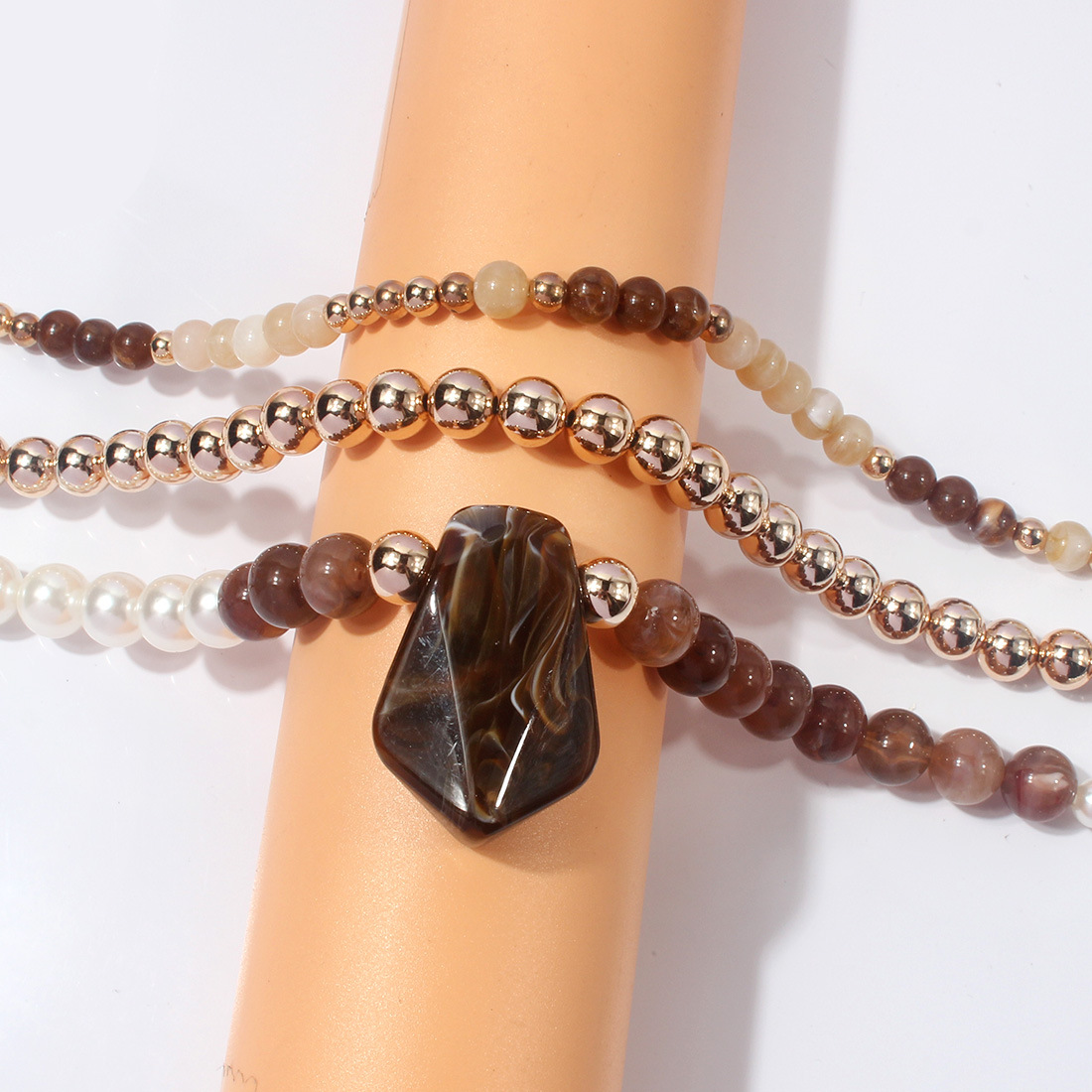 Collana multi-strati alla moda con pendente a losanga donna_voghion.com