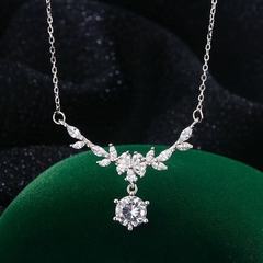 スターリングシルバー藤の花小麦穂ネックレスレディースニッチデザイン鎖骨チェーンライト高級ダイヤモンドハイエンド本物