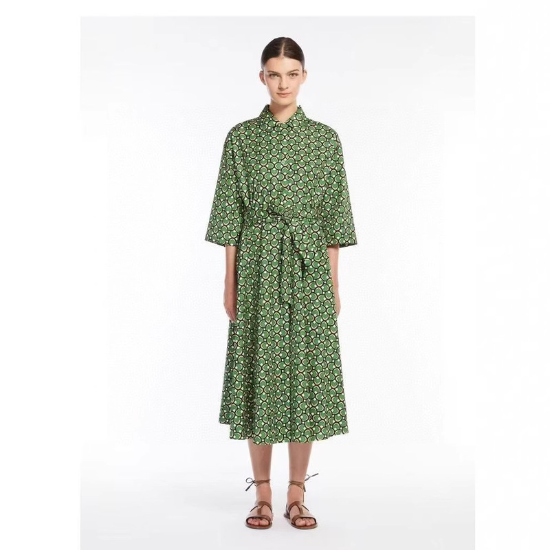 Max2025 spring and summer new women's cotton poplin shirt dress
