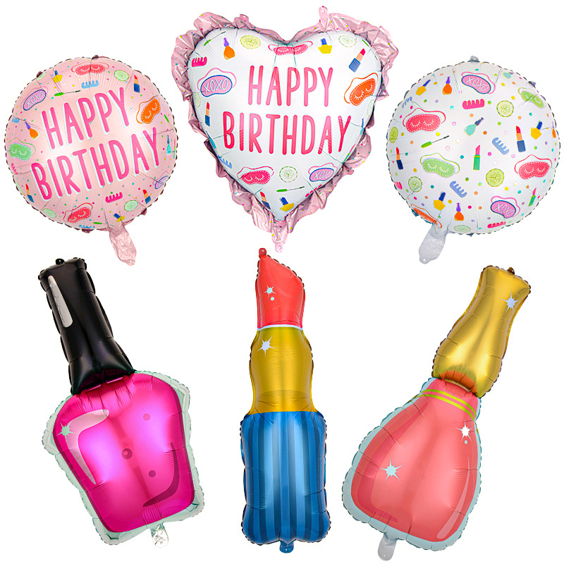 Globos de aluminio con temática de princesa, maquillaje en forma de lápiz labial, vestido de princesa para cumpleaños, globos de decoración para fiestas