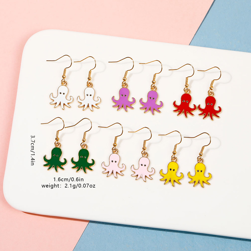 Cute Octopus Alloy Enamel Plating Women's Drop Earrings 1 Pair display picture 1