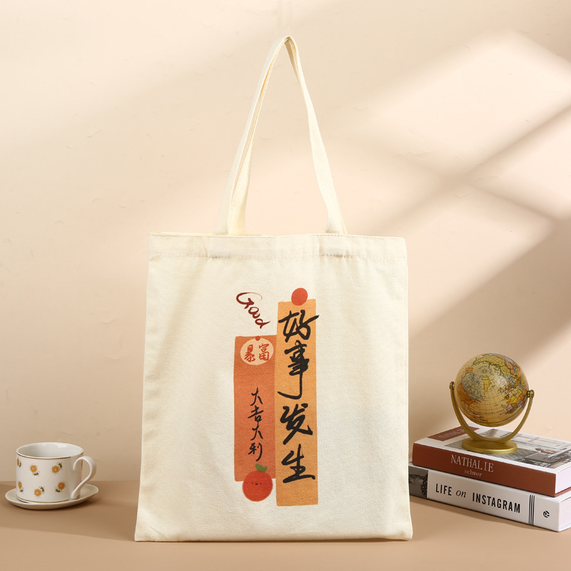 Bolsa de lona portátil personalizada ins Sensación avanzada Bolsa de lona en blanco de un solo hombro Escuela intensiva Impresión de logotipo publicitario