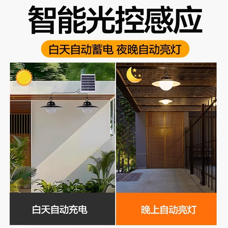 lámpara solar iluminación exterior LED interior y exterior lámpara de patio jardín casa patio a prueba de agua pabellón lámpara colgante