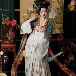 春夏の超妖精唐王朝の王女漢服女性唐王朝の胸までの長袖シャツ古代唐王朝の刺繍古代風漢服|undefined