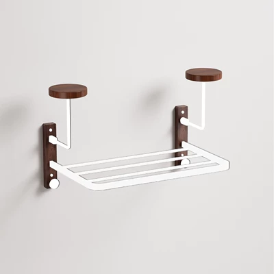 Motosiklet dəbilqə rəfləri Wall-Mounted Motorcycle Helmet Display Rack - double-wood-model-white