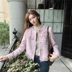 小香风流苏外套女2025春秋新款时尚粗花呢设计感宽松长袖上衣秋冬