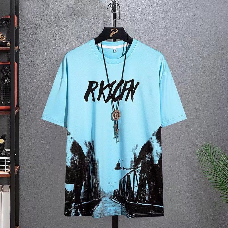 Camisa de manga corta pantalones cortos traje de estilo coreano más tamaño moda de tinta de moda pintura estilo nacional personalizado Comercio exterior Suministro Superior