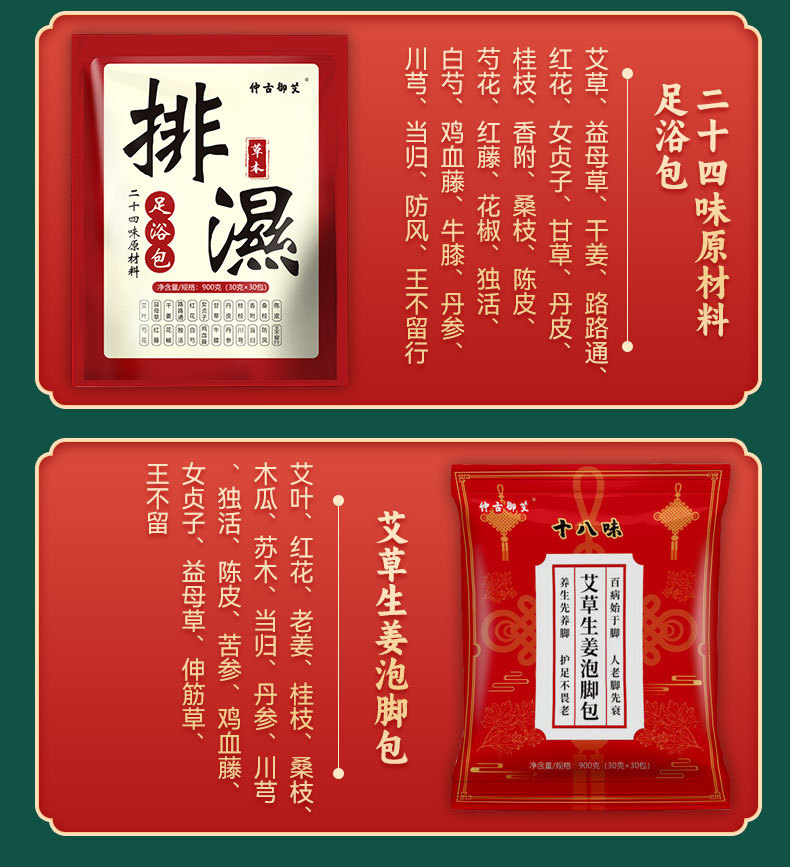 Artemisia Foot Soak Pack Old Beijing Style 24 Herb Blend 30g x 30 Bags in use