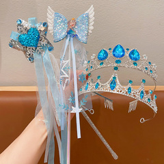 冰雪奇緣女孩髮飾皇冠發箍魔法棒愛莎公主蝴蝶結女童生日拍照頭飾